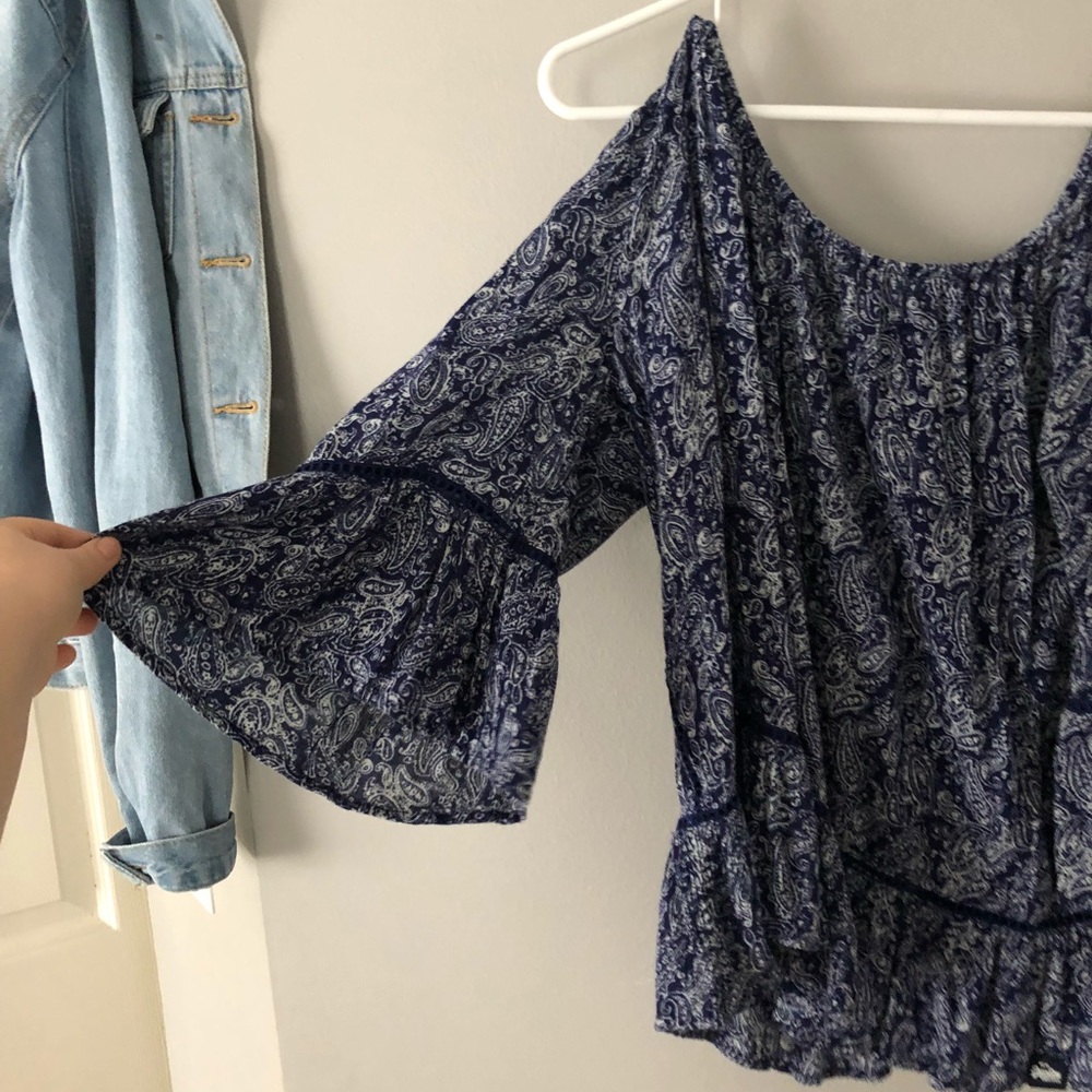 Off the shoulder top with print!!